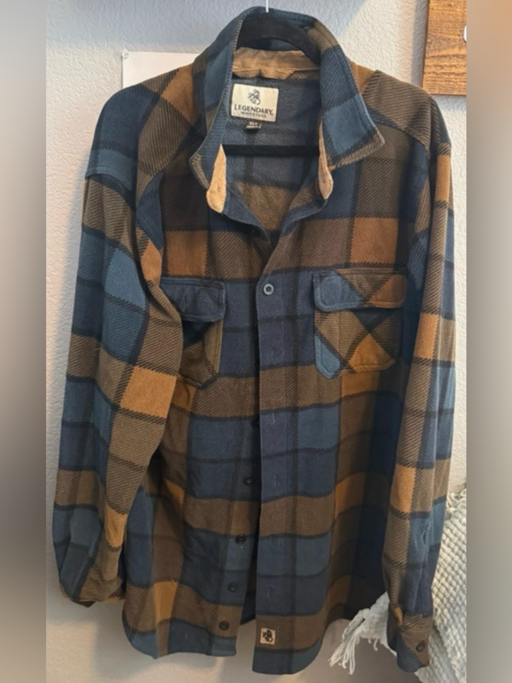 Legendary Whitetails Blue and Brown Plaid Men's Flannel Shirt
